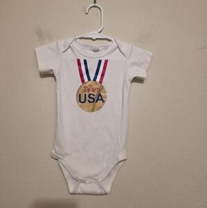Soft Bebe White Team USA  Baby Onesie Size 6 To 12 Months
